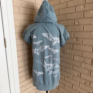 Vintage Y2K Flying Skull Juicy Couture Long Zip Tunic Sweatshirt Dress Womens XL
